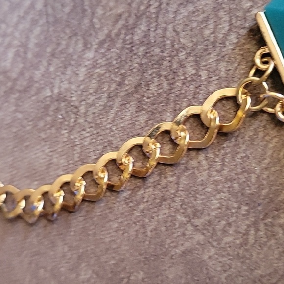 3/$30 Vtg Art Deco Geometric Hexagon Cascade Bib Chain Necklace - Picture 7 of 10